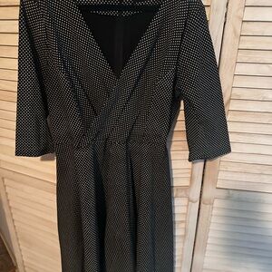 Chic Black and White Polka Dot Long Sleeve Dress